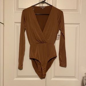 New Charlotte Russe camel long sleeve bodysuit